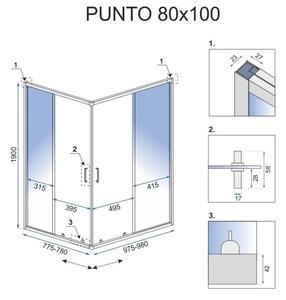Rea City, sprchovací kút s posuvnými dverami 100x80cm, 5/4mm číre sklo, zlatý profil, REA-K6445