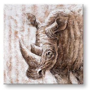 Maľovaný obraz na stenu NOSOROŽEC 70x70 cm - 70×70 cm / Klasický 2 cm