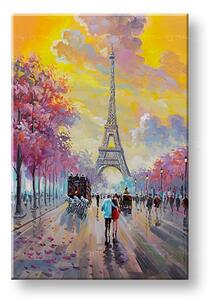 Maľovaný obraz na stenu PRECHÁDZKA V PARÍŽI 60x90 cm