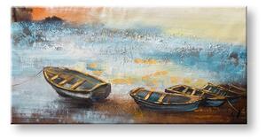 Maľovaný obraz na stenu LOĎKY 100x50 cm - 100×50 cm / Klasický 2 cm