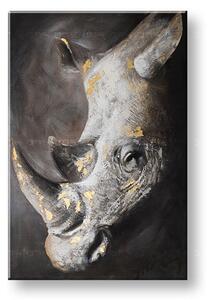 Maľovaný obraz na stenu NOSOROŽEC 80x120 cm - 80×120 cm / Klasický 2 cm