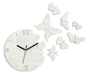 Moderné nástenné hodiny MOTÝLE WHITE white