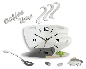 Moderné nástenné hodiny COFFE TIME 3D MIRROR mirror