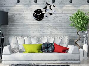 Moderné nástenné hodiny BUTTERFLIE 3D BLACK