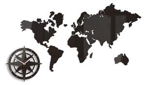 Moderné nástenné hodiny WORLD MAP WENGE wenge