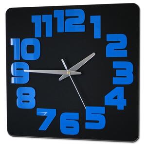 Moderné nástenné hodiny LOGIC BLACK-BLUE blackblue