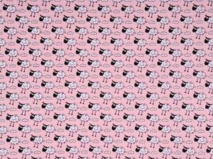 Detská bavlnená látka/plátno Sandra SA-162 Ovečky na ružovom - šírka 140 cm