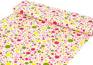 Biante Detské bavlnené posteľné obliečky do postieľky Sandra SA-209 Ružové a žlté bodky na bielom Do postieľky 90x140 a 40x60 cm