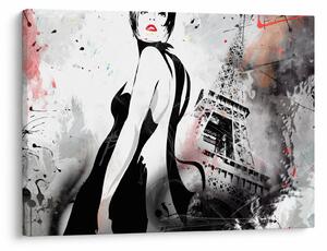 Obraz - Lady a Eiffelova veža (70x50 cm)