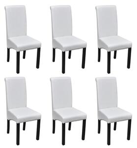 Jedálenské stoličky 6 ks biele umelá koža