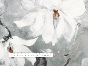 Biante Zamatový obdĺžnikový obrus Tamara TMR-016 Designové kvetiny na sivozelenom 50x100 cm