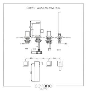 Cerano Forea, 4-otvorová vaňová batéria, chrómová, CER-CER-424336
