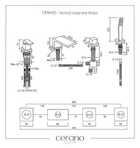 Cerano Vespa, 4-otvorová vaňová batéria, chrómová, CER-CER-6080C