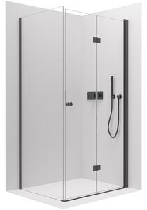 CERANO - Sprchovací kút Volpe L/P - čierna matná, transparentné sklo - 90x90 cm - skladacia
