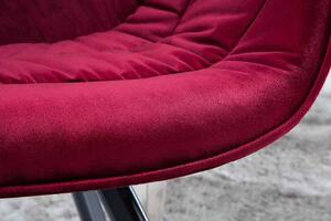 Dizajnová otočná stolička Kiara červený zamat