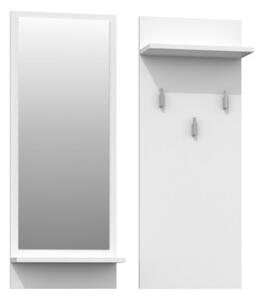 Nástenný vešiak Riva so zrkadlom - biela
