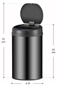Okrúhly odpadkový kôš so senzorom - 30 L - čierny