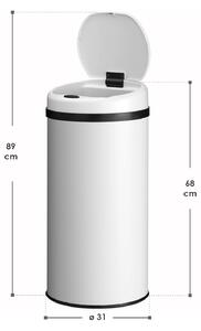Okrúhly odpadkový kôš so senzorom - 40 L - biely
