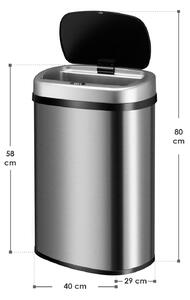 Štvorcový odpadkový kôš so senzorom - 50 L - strieborný