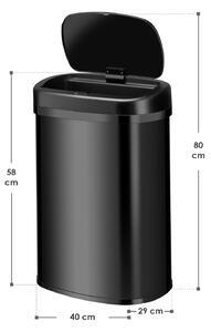 Štvorcový odpadkový kôš so senzorom - 50 L - čierny