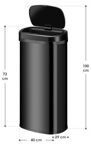 Štvorcový odpadkový kôš so senzorom - 70 L - čierny