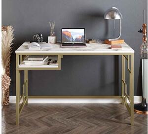 Dizajnový písací stôl Yaiza 120 cm bielo-zlatý