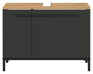 Skrinka pod umývadlo Linden (80x59x34 cm, dub / čierna)