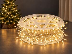 Vianočné LED mikro reťaz, teplá biela, 20m, 600 LED, 8 programov, IP65