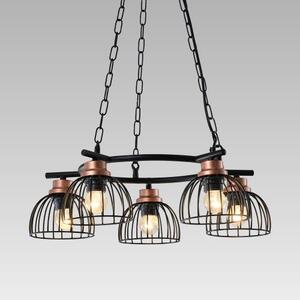 PREZENT 75466 BASKET závesné svietidlo 520 mm 5xE27/60W, čierna/červená meď