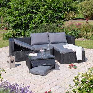 Čierny/sivý záhradný lounge set z umelého ratanu pre 4 Skottevik - Selection