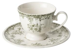 Biela porcelánová šálka s tanierikom Vintage Blossom - 9*9*7 cm - J-Line by Jolipa