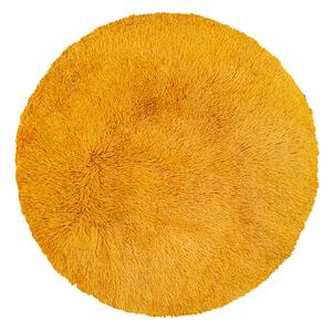Plyšový okrúhly koberec SOFT 90 cm - žltý