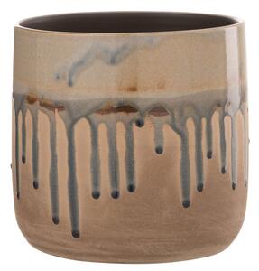 Béžový keramický obal na kvetináč so stekajúcou glazúrou Droplet - Ø 18*18 cm - J-Line by Jolipa