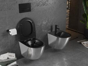 Mexen Lena, závesná toaletná misa 480x360x355 mm s pomaly padajúcim sedátkom, čierna matná - strieborná, 30224074
