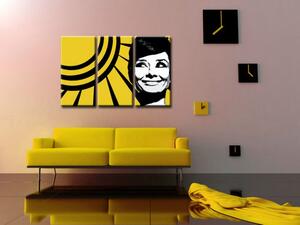 Ručne maľovaný POP Art obraz Audrey HEPBHURN 3 dielny ah2