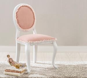 Rustikálna čalúnená stolička Ballerina - biela/lososová