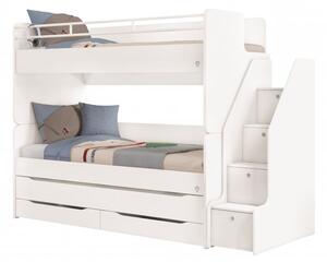 Poschodová posteľ s úložným priestorom a schodíky Pure - biela