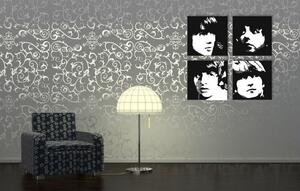 Ručne maľovaný POP Art obraz BEATLES 4 dielny beat_bw