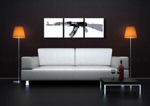 Ručne maľovaný POP Art obraz Kalashnikov 3 dielny ka1