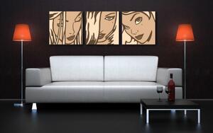 Ručne maľovaný POP Art obraz LICHTENSTEIN 3 dielny li2