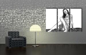 Ručne maľovaný POP Art obraz Kate Moss 3 dielny km2