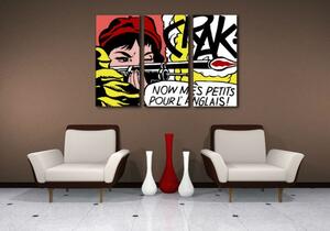 Ručne maľovaný POP Art obraz LICHTENSTEIN 3 dielny li8