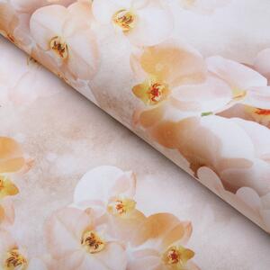 Teflónová látka na obrusy TF-045 Orchidey na béžovom - šírka 150 cm