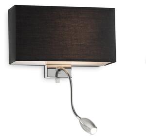 Nástenné svietidlo Ideal lux 035956 HOTEL AP2 NERO 2xE27/LED 1W/45lm 3000K