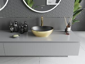 Mexen Elza, keramické umývadlo na dosku 405 x 330 mm, čierna matná-zlatá, 21014026