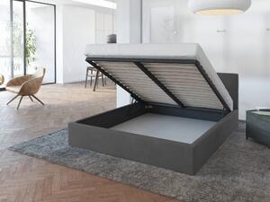 GM Čalúnená manželská posteľ s úložným priestorom Ingrit - tmavo sivá Rozmer: 160x200