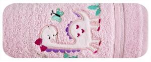 Eurofirany Bavlnený detský uterák Dino ružový ružová Bavlna 50x90 cm