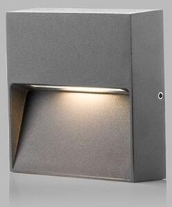 LED2 5130534 STEP ON Q S, nástenné hranaté exteriérové svietidlo 100mm 3W/175lm 3000K IP54 antracit