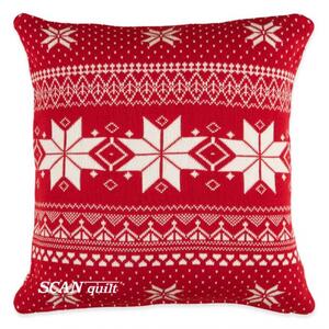 SCAN QUILT Deka pletená vianočná Suomi červená s vločkami 019/2 Bavlna 45x45 cm