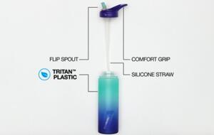 Eco Vessel Športová plastová fľaša so slamkou - BLUE WAVE 950 ml